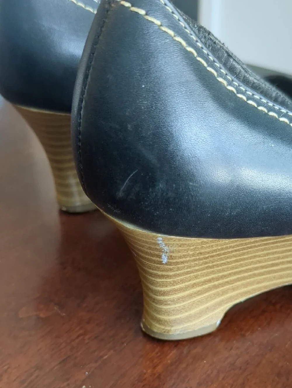 Flexation By AEROSOLES Black Peep-Toe Wedge Pumps, 6.5